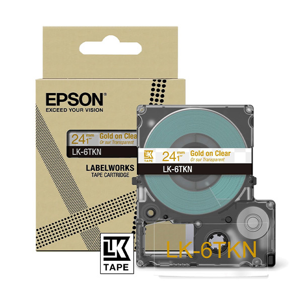 Epson LK-6TKN cinta dorada sobre metalizado transparente 24 mm (original) C53S672098 084450 - 1