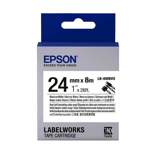Epson LK-6WBVS Cinta de cable negro sobre blanco 24 mm (original) C53S656022 084362 - 1