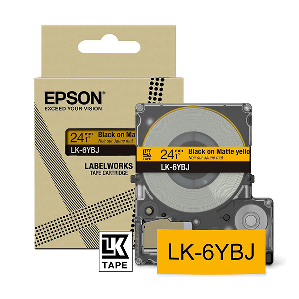 Epson LK-6YBJ cinta mate negro sobre amarillo 24 mm (original) C53S672076 084408 - 1
