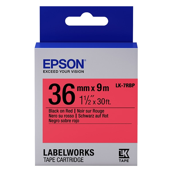 Epson LK-7RBP cinta negro sobre rojo pastel 36 mm (original) C53S657004 083276 - 1