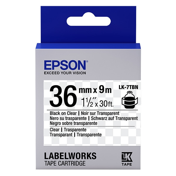 Epson LK-7TBN cinta negro sobre transparente 36 mm (original)