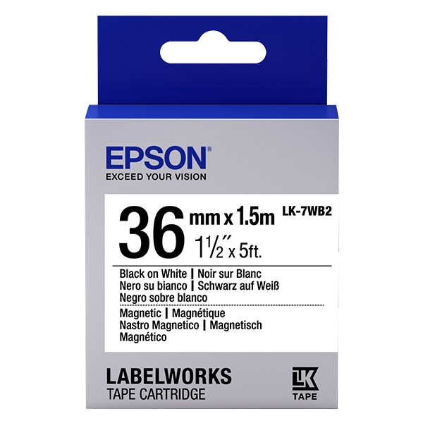 Epson LK-7WB2 cinta magnetica negro sobre blanco 36 mm (original) C53S657002 083282 - 1