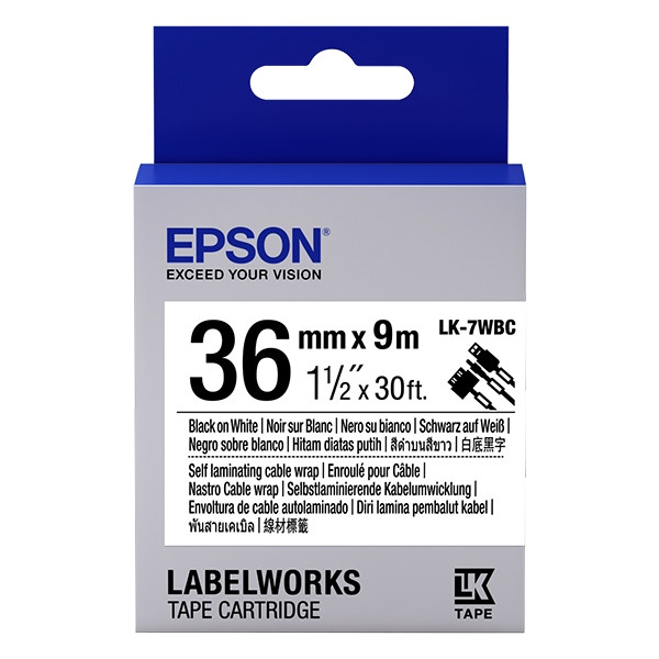 Epson LK-7WBC cinta para cables negro sobre blanco 36 mm (original) C53S657902 083272 - 1