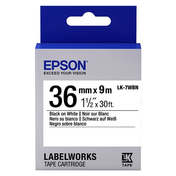 Epson Cinta estándar - LK-7WBN estándar negra/blanca 36/9