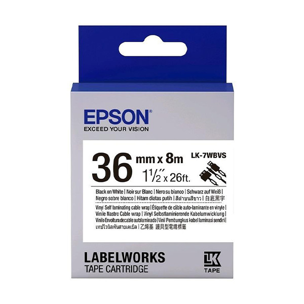 Epson LK-7WBVS Cinta de cable negro sobre blanco 36 mm (original) C53S657014 084364 - 1