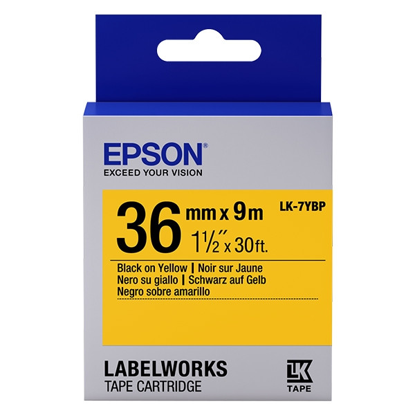 Epson LK-7YBP cinta negro sobre amarillo pastel 36 mm (original) C53S657005 083278 - 1