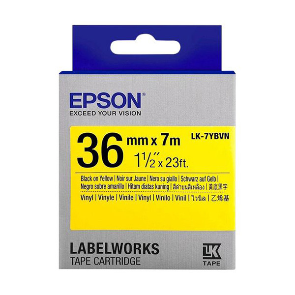 Epson LK-7YBVN Cinta negra sobre amarilla 36 mm (original) C53S657013 084360 - 1