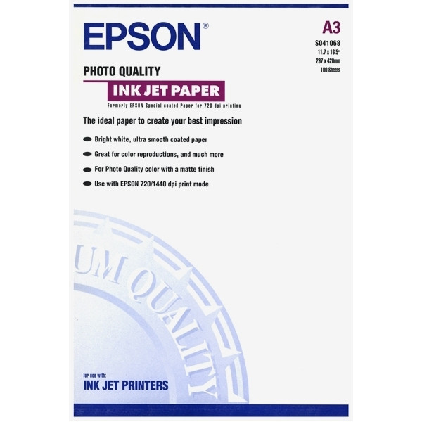 Epson S041068 papel para inyección de tinta photo quality | DIN A3 | 104 gramos | 100 hojas C13S041068 150382 - 1