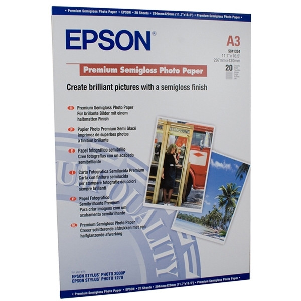Epson S041334 papel fotográfico Semigloss | 251 gramos | DIN A3 | 20 hojas C13S041334 150380 - 1
