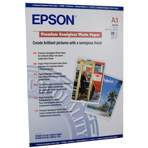 Epson S041334 papel fotográfico Semigloss | 251 gramos | DIN A3 | 20 hojas