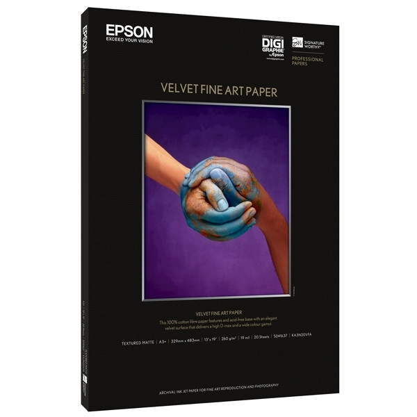 Epson S041637 papel velvet fine art | 260 gramos | A3 | 20 hojas C13S041637 150222 - 1