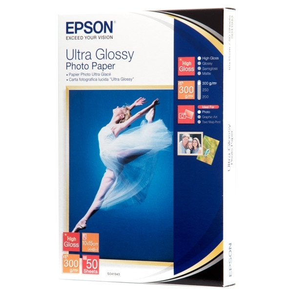 Epson S041943 papel fotográfico Ultra Glossy | 300 gramos | 10 x 15 cm | 50 hojas C13S041943 064634 - 1