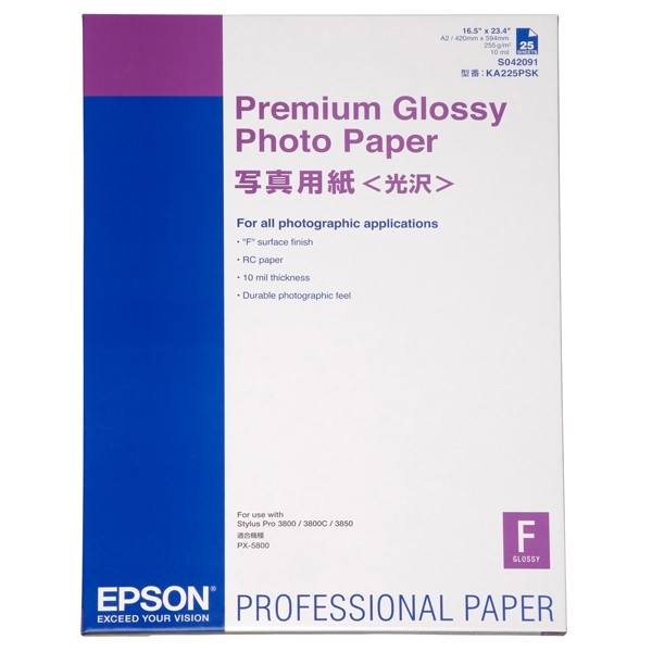 Epson S042091 papel fotográfico Premium Glossy | 255 gramos | A2 | 25 hojas C13S042091 153042 - 1