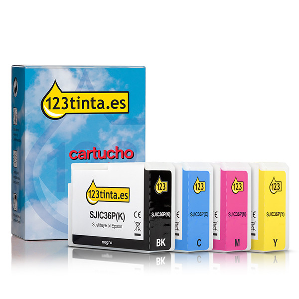 Epson SJIC36P cartuchos de tinta (marca 123tinta) | Pack negro + 3 colores 127167 - 1