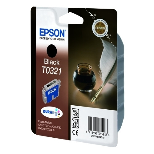 Epson T0321 cartucho de tinta negro (original) C13T03214010 021120 - 1