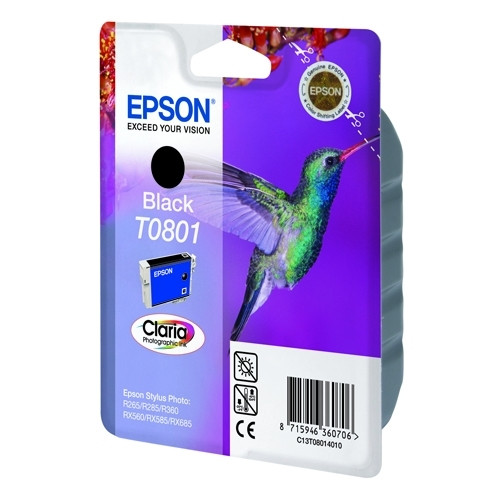 Epson T0801 cartucho de tinta negro (original) C13T08014011 023070 - 1