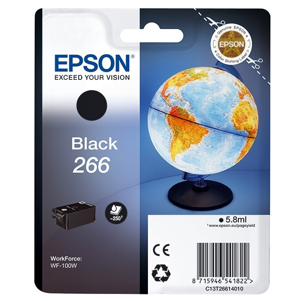 Epson T266 cartucho de tinta negro (original) C13T26614010 902985 - 1
