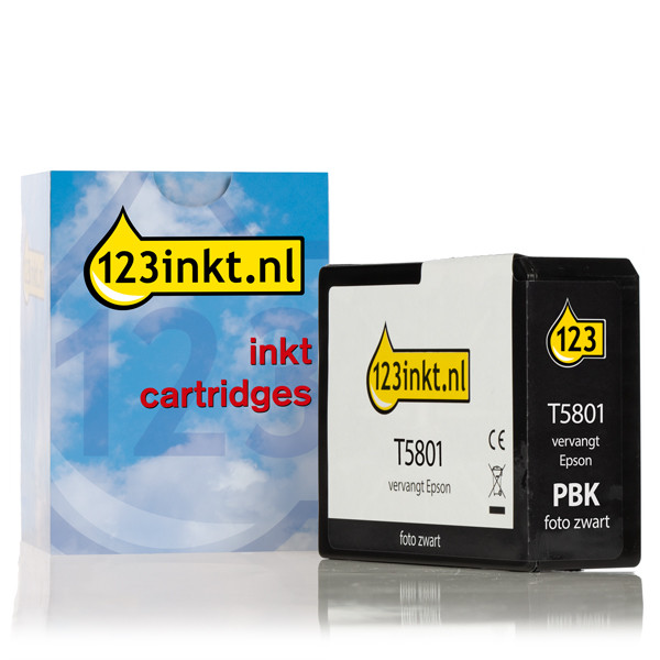 Epson T5801 cartucho de tinta foto negro (marca 123tinta) C13T580100C 025901 - 1