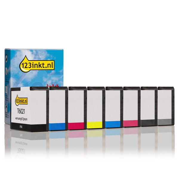 Epson T6021, 2, 3, 4, 5, 6, 7, 9 pack negro + 7 colores (marca 123tinta)  130113 - 1
