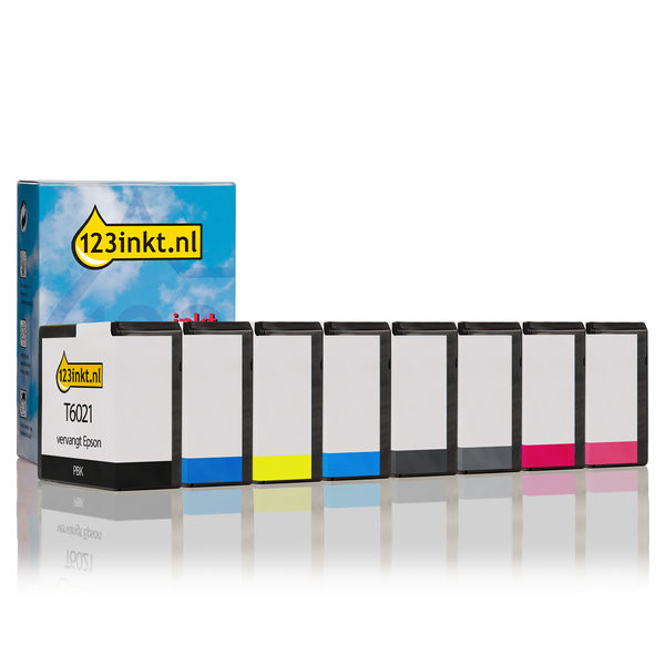Epson T6021, 2, 4, 5, 7, 9, B, C pack negro + 7 colores (marca 123tinta)  130114 - 1