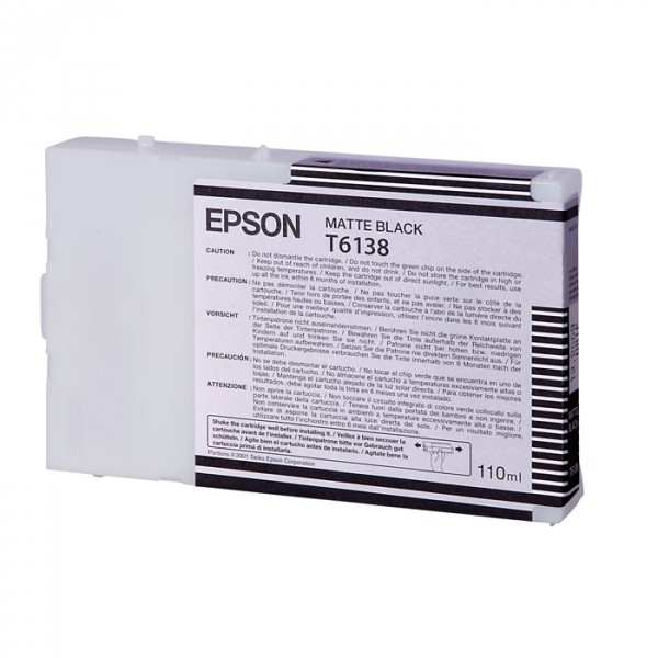 Epson T6138 cartucho de tinta negro mate (original) C13T613800 026104 - 1