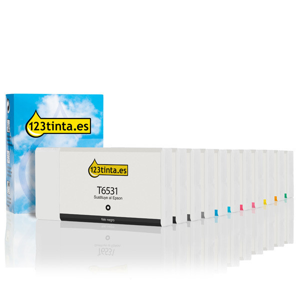 Epson T653 Pack ahorro 4x negro + 7 colores (marca 123tinta) C13T653100C C13T653200C C13T653300C C13T653400C C13T653500C 127072 - 1