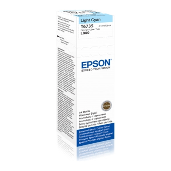 Epson T6735 botella de tinta cian claro (original) C13T67354A 026824 - 1