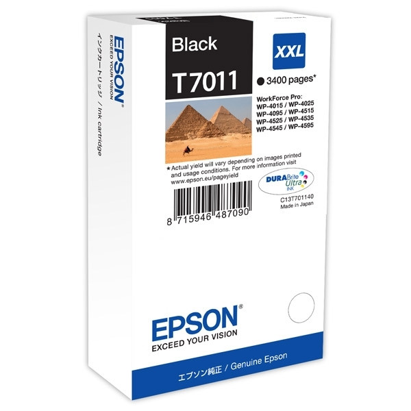 Epson T7011 cartucho de tinta negro XXL (original) C13T70114010 026400 - 1