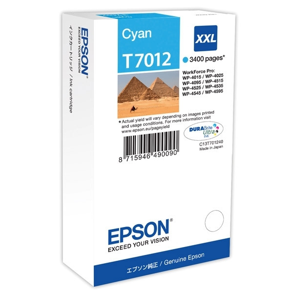 Epson T7012 cartucho de tinta cian XXL (original) C13T70124010 026403 - 1