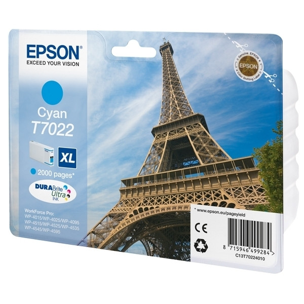 Epson T7022 cartucho de tinta cian XL (original) C13T70224010 026415 - 1