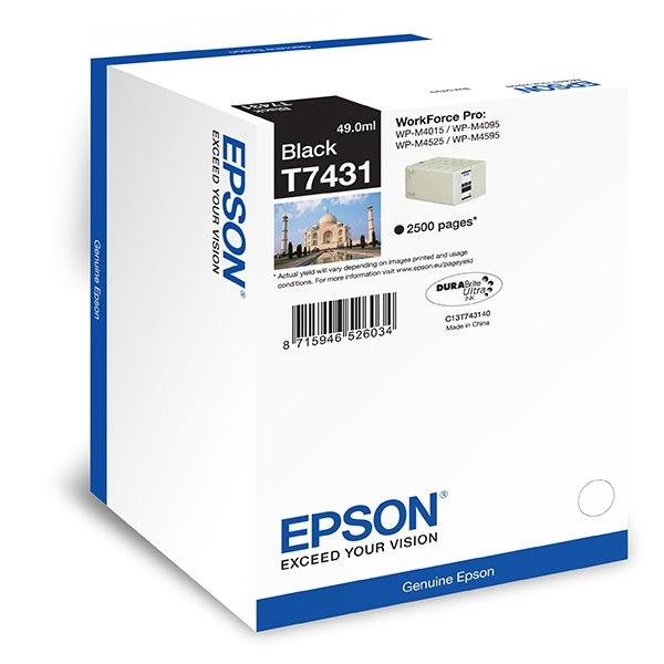 Epson T7431 cartucho de tinta negro (original) C13T74314010 026608 - 1