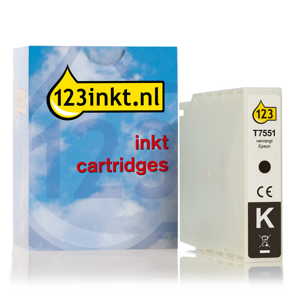 Epson T7551 cartucho de tinta negro XL (marca 123tinta) C13T755140C 026681 - 1