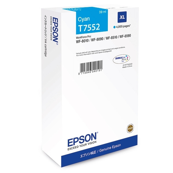 Epson T7552 cartucho de tinta cian XL (original) C13T755240 026682 - 1