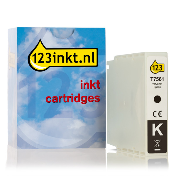 Epson T7561 cartucho de tinta negro (marca 123tinta) C13T756140C 026673 - 1