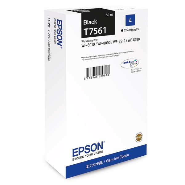 Epson T7561 cartucho de tinta negro (original) C13T756140 026672 - 1