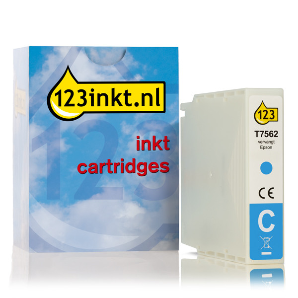 Epson T7562 cartucho de tinta cian (marca 123tinta) C13T756240C 026675 - 1