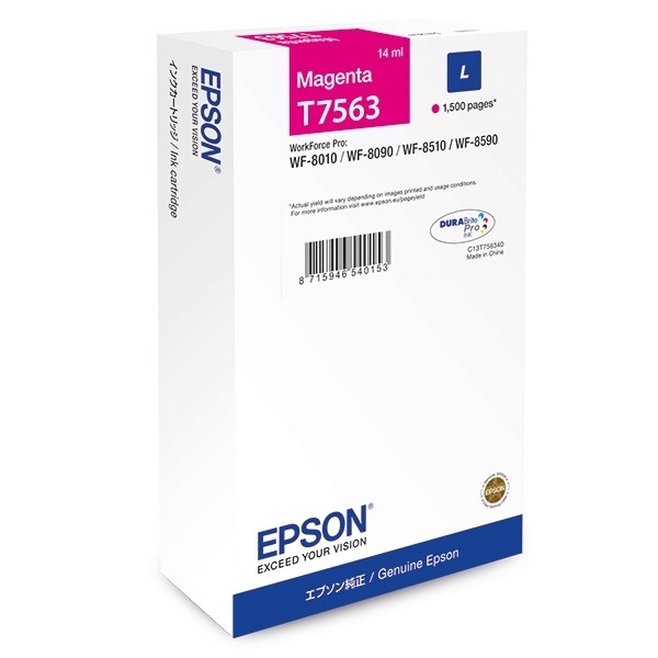 Epson T7563 cartucho de tinta magenta (original) C13T756340 026676 - 1