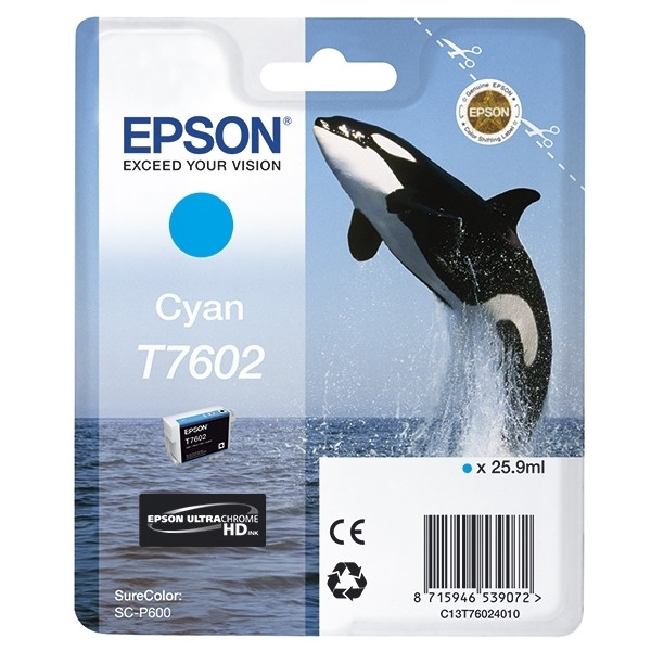 Epson T7602 cartucho de tinta cian (original) C13T76024010 903442 - 1
