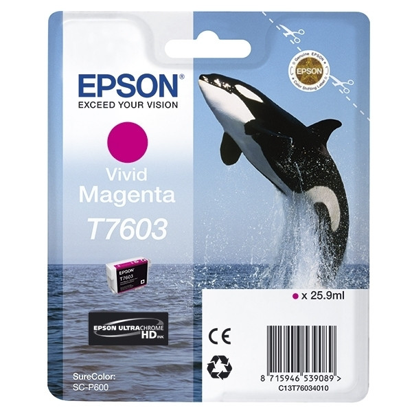 Epson T7603 cartucho magenta vivo (original) C13T76034010 026726 - 1