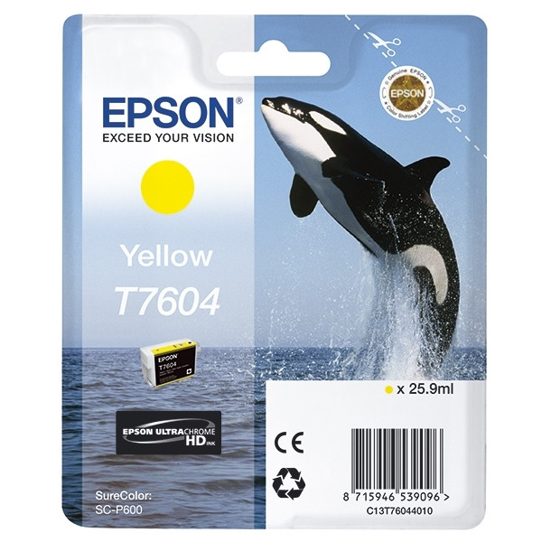 Epson T7604 cartucho de tinta amarillo (original) C13T76044010 026728 - 1