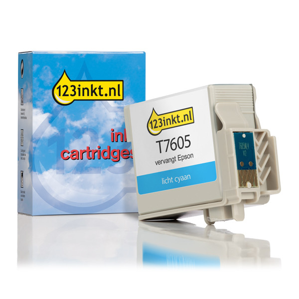 Epson T7605 cartucho de tinta cian claro (marca 123tinta) C13T76054010C 026731 - 1