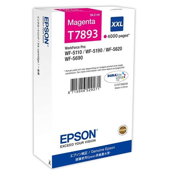 Epson T7893 cartucho de tinta magenta XXL (original) C13T789340 026664 - 1