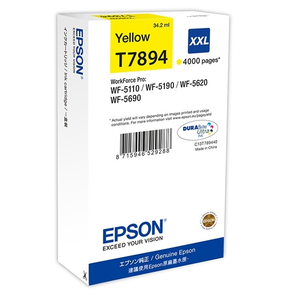 Epson T7894 cartucho de tinta amarillo XXL (original) C13T789440 026666 - 1