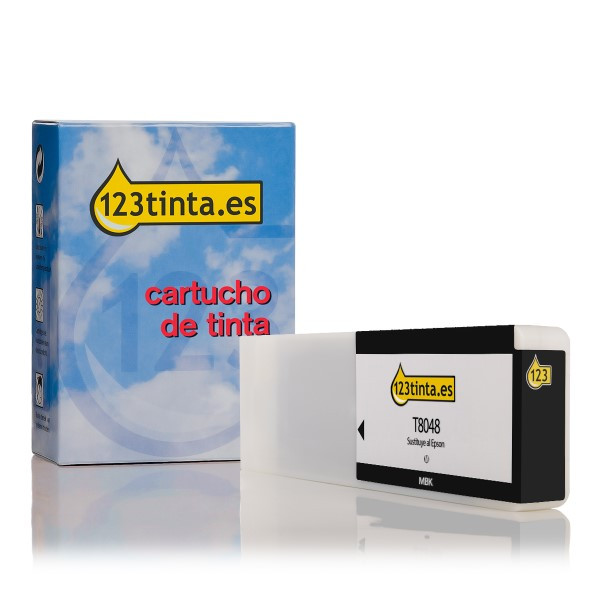 Epson T8048 cartucho de tinta negro mate (marca 123tinta) C13T804800C 026889 - 1