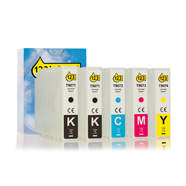 Epson T907 Pack ahorro 2x negro + 3 colores (marca 123tinta)  160845 - 1