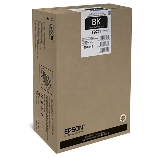 Epson T9741 1520.5ml 86000páginas Negro cartucho de tinta - Cartucho de tinta para impresoras (Negro, Epson, WorkForce Pro WF-C869R, Inyección de tinta, 1520,5 ml, 86000 páginas)