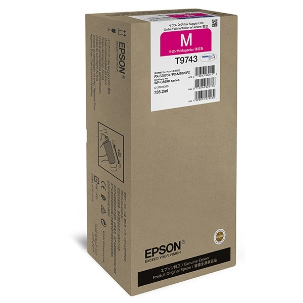 Epson T9743 cartucho de tinta magenta XXL (original) C13T974300 027054 - 1