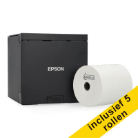 Epson TM-M30III Impresora de recibos Wi-Fi Ethernet Bluetooth y rollo de papel térmico blanco 123tinta de 80x80x12 (5 uds) 831988