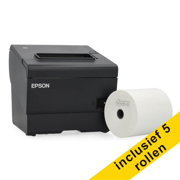 Epson TM-T88VII impresora de recibos con 5 rollos de papel termotransferible para caja registradora de 80x80x12 cm, color blanco. 832332 - 1