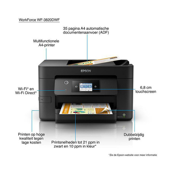 Epson WorkForce Pro WF-3820DWF Impresora all-in-one de inyección de tinta A4 con wifi (4 en 1) C11CJ07401 C11CJ07403 831752 - 9